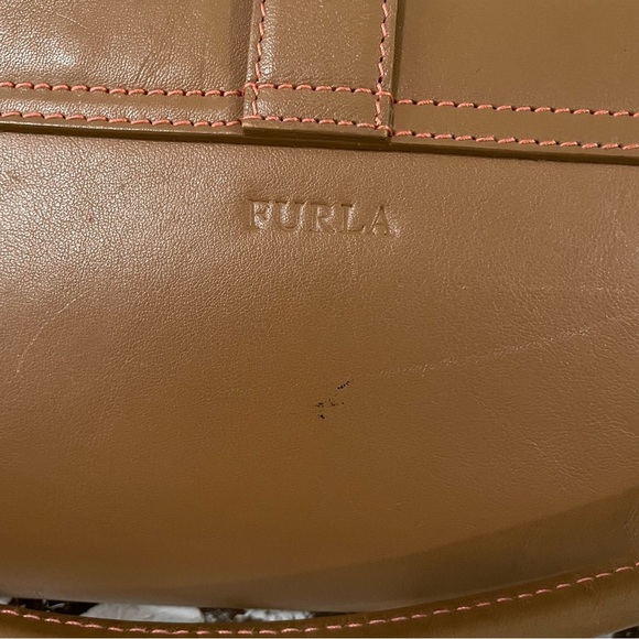 Furla Brown Leather Small Shoulder Bag Gold Hardware Classic Italian Y2K - Picture 5 of 12
